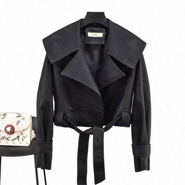 women's leather & faux leather women's leather & faux zcsmll autumn women pu jackets short coat turndown collar belt lace-up motor, Black
women's leather & faux leather women's leather & faux zcsmll autumn women pu jackets short coat turndown collar belt lace-up motor, Black