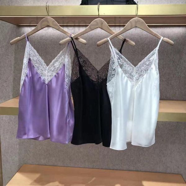women's t-shirt designer fadan 's 2021 summer new lace splicing mulberry silk sling vdlb, White
women's t-shirt designer fadan 's 2021 summer new lace splicing mulberry silk sling vdlb, White
