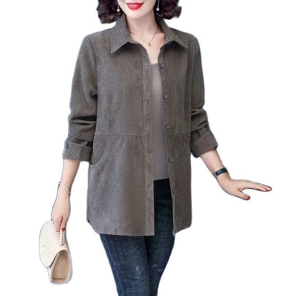 women s jackets women corduroy blouse spring autumn middle aged female shirt jacket 5xl casual mother windbreaker coat w2367 220905, Black;brown
women s jackets women corduroy blouse spring autumn middle aged female shirt jacket 5xl casual mother windbreaker coat w2367 220905, Black;brown