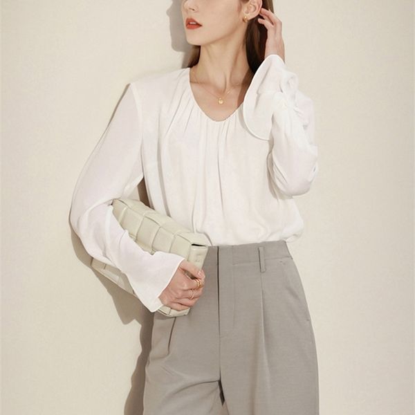 womens blouses shirts amii minimalism spring women blouse fashion u neck flare sleeve chiffon shirts office lady blouses vintage female 122, White
womens blouses shirts amii minimalism spring women blouse fashion u neck flare sleeve chiffon shirts office lady blouses vintage female 122, White