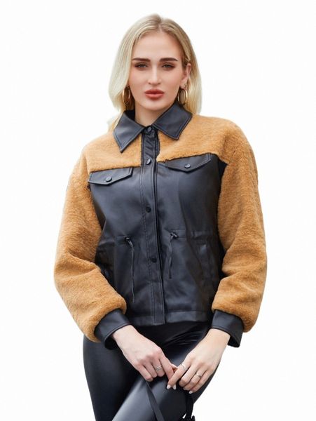 women's jackets ziai contrast teddy panel pu leather jacket b1me#, Black;brown
women's jackets ziai contrast teddy panel pu leather jacket b1me#, Black;brown