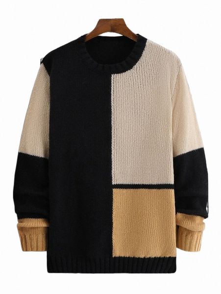 men's sweaters men color block sweater 2022 new 72kx#, White;black 
men's sweaters men color block sweater 2022 new 72kx#, White;black