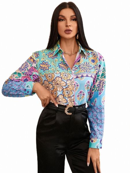 women's blouses & shirts floral print button front shirt 13cj#, White 
women's blouses & shirts floral print button front shirt 13cj#, White