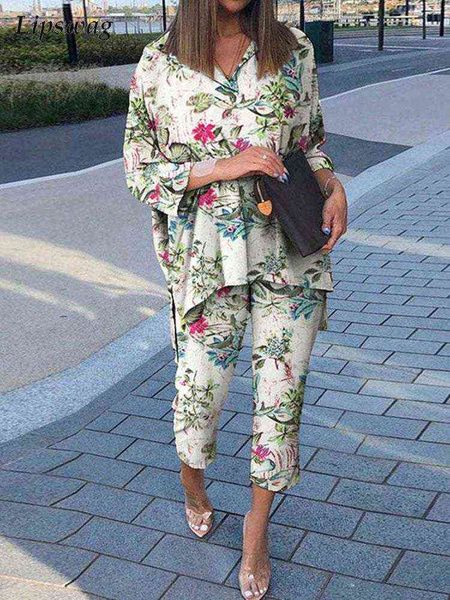 women's two piece pants vintage floral print casual outfits women summer long sleeve blouse and pants sets cotton linen female elegant, White
women's two piece pants vintage floral print casual outfits women summer long sleeve blouse and pants sets cotton linen female elegant, White