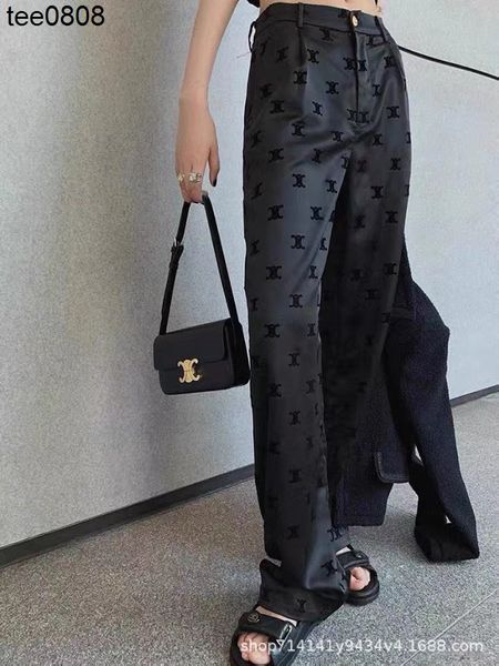 celinss pants home high waist hanging casual straight tube mops flocked full print design sense niche ice silk wide leg pants, Black;white
celinss pants home high waist hanging casual straight tube mops flocked full print design sense niche ice silk wide leg pants, Black;white