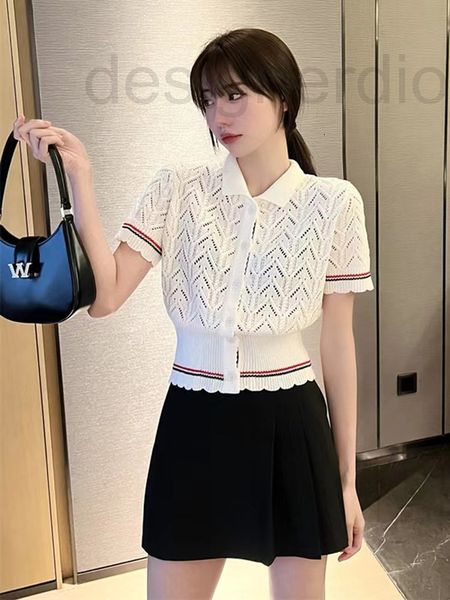 women's sweaters designer fadan tb's new summer 2022 temperament casual hollow lapel short sleeve knitted wool cardigan, White;black
women's sweaters designer fadan tb's new summer 2022 temperament casual hollow lapel short sleeve knitted wool cardigan, White;black