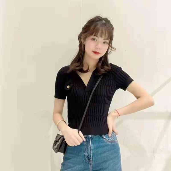 women's knits tees fadan c's year summer polo collar thread temperament small fragrance short pullover knit top, White
women's knits tees fadan c's year summer polo collar thread temperament small fragrance short pullover knit top, White