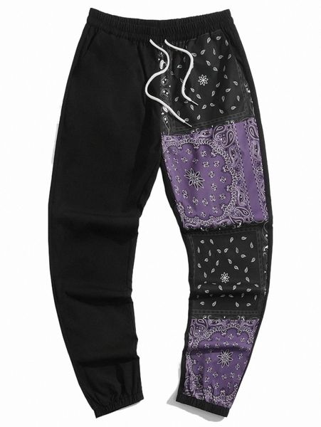 men's pants romwe guys paisley scarf print drawstring waist pants 39np#, Black
men's pants romwe guys paisley scarf print drawstring waist pants 39np#, Black