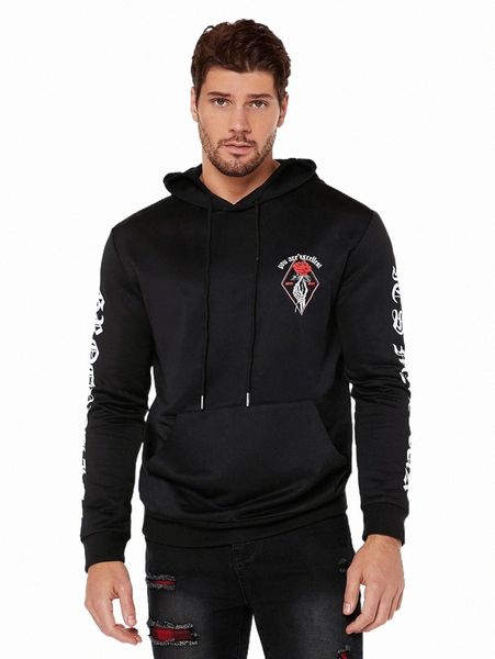men's hoodies & sweatshirts men letter & skull print kangaroo pocket drawstring hoodie n5bh#, Black
men's hoodies & sweatshirts men letter & skull print kangaroo pocket drawstring hoodie n5bh#, Black
