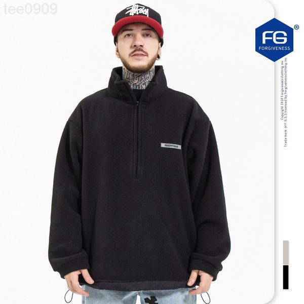 hoodies in autumn and winter with the same fashion brand compound line high street fleece fog semi zipper stand collar, Black
hoodies in autumn and winter with the same fashion brand compound line high street fleece fog semi zipper stand collar, Black