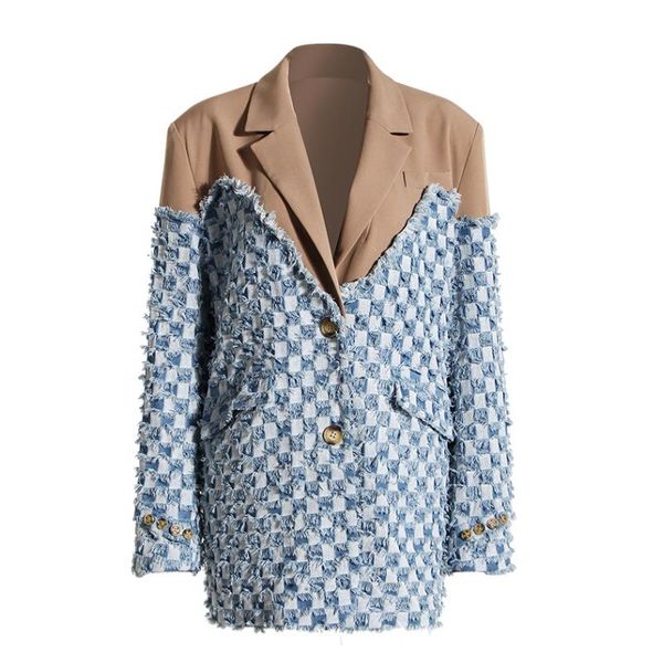 women denim coat jacket patchwork long sleeve fashion vintage women suit jacket denim blazer 2022 spring autumn w272, Black;brown
women denim coat jacket patchwork long sleeve fashion vintage women suit jacket denim blazer 2022 spring autumn w272, Black;brown