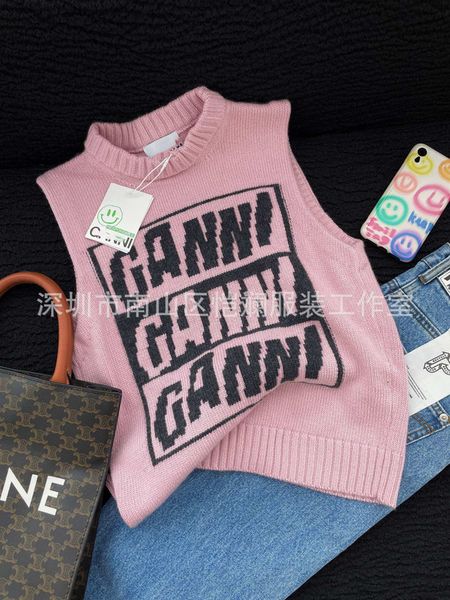 women's knits & tees designer northern european minority design 22 autumn winter new product gan pink letter jacquard knitted vest 4n5i, White
women's knits & tees designer northern european minority design 22 autumn winter new product gan pink letter jacquard knitted vest 4n5i, White
