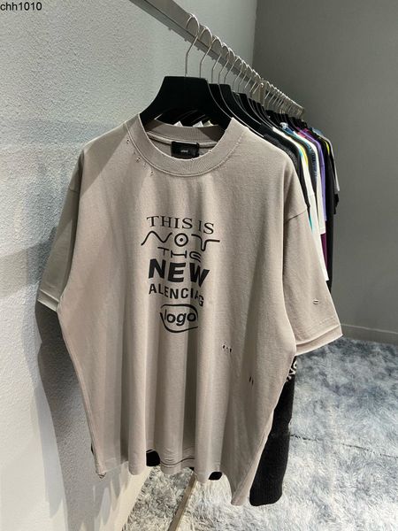 spring and hoodies summer high version b home the new letter printing worn holes loose t-shirt short sleeve balencaigass, Black
spring and hoodies summer high version b home the new letter printing worn holes loose t-shirt short sleeve balencaigass, Black