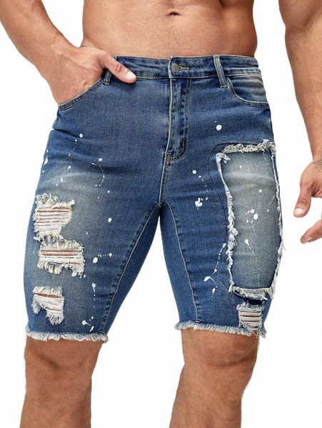 men's shorts men splatter paint ripped frayed raw trim denim shorts h6x7#, White;black
men's shorts men splatter paint ripped frayed raw trim denim shorts h6x7#, White;black