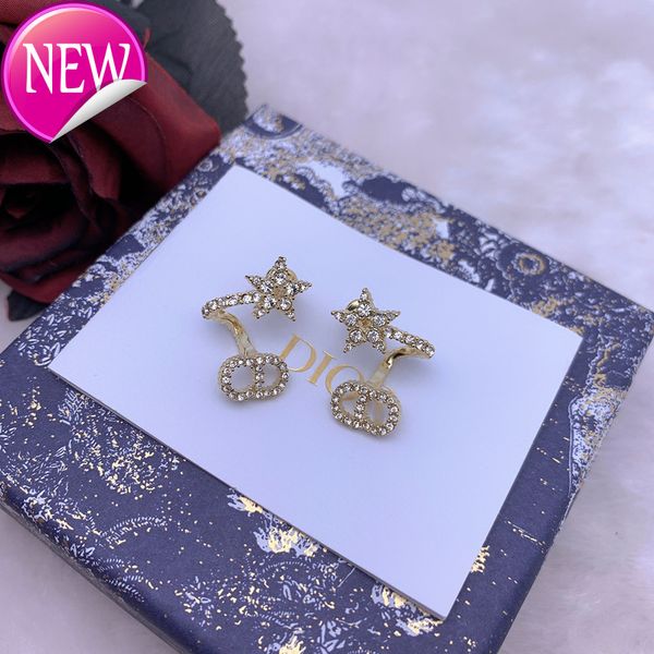 luxury brand design earrings d family / di cd star with diamond net red classic high-end version brass silver needle earrings, Golden;silver
luxury brand design earrings d family / di cd star with diamond net red classic high-end version brass silver needle earrings, Golden;silver