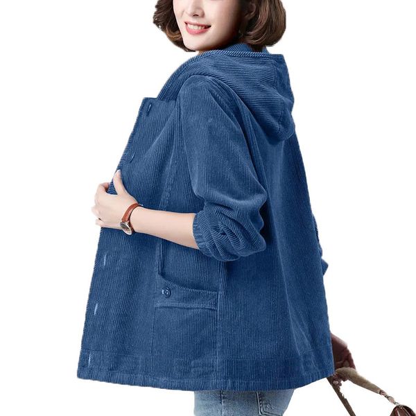 women s jackets women corduroy coat spring autumn jacket middle aged mother hooded windbreaker female casual outerwear 220905, Black;brown
women s jackets women corduroy coat spring autumn jacket middle aged mother hooded windbreaker female casual outerwear 220905, Black;brown