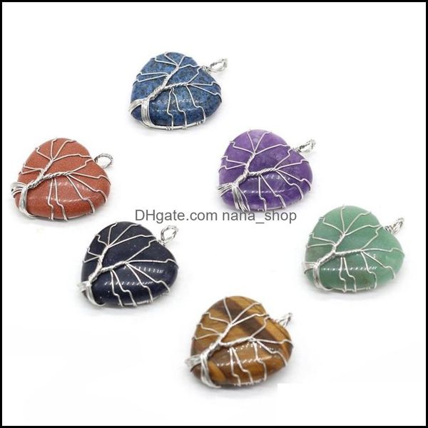 charms natural stone tree of life wire wrap heart charms quartz crystal pendant diy necklace earrings women fashion jewelry nanashop dhtm9, Bronze;silver
charms natural stone tree of life wire wrap heart charms quartz crystal pendant diy necklace earrings women fashion jewelry nanashop dhtm9, Bronze;silver