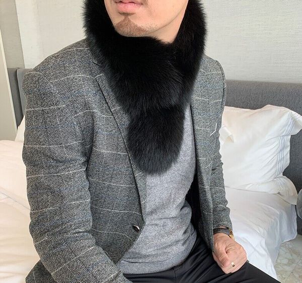 men's real fox fur scarf collar winter warm neckerchief with clip grey black, Blue;gray
men's real fox fur scarf collar winter warm neckerchief with clip grey black, Blue;gray