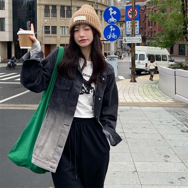 women s jackets korean chic casual cowboy single breasted cardigan vintage tie dye gradient printing denim full sleeve oversize jacket coat, Black;brown
women s jackets korean chic casual cowboy single breasted cardigan vintage tie dye gradient printing denim full sleeve oversize jacket coat, Black;brown