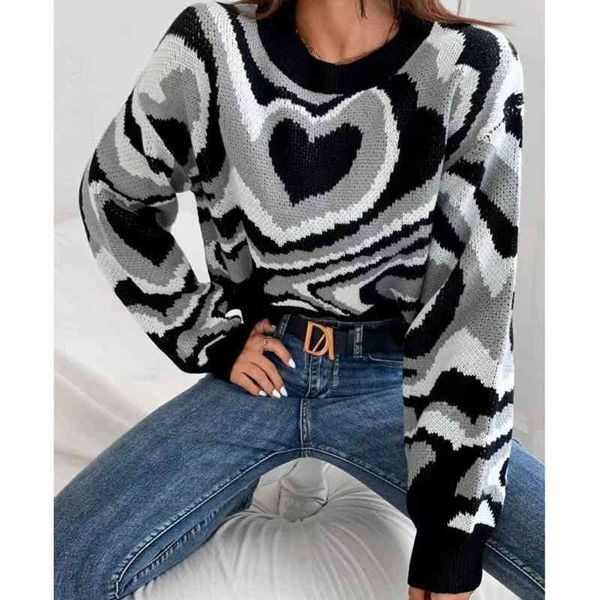women's sweaters autumn and winter new irregular pattern round neck long sleeve knitted sweater pullover women, White;black
women's sweaters autumn and winter new irregular pattern round neck long sleeve knitted sweater pullover women, White;black