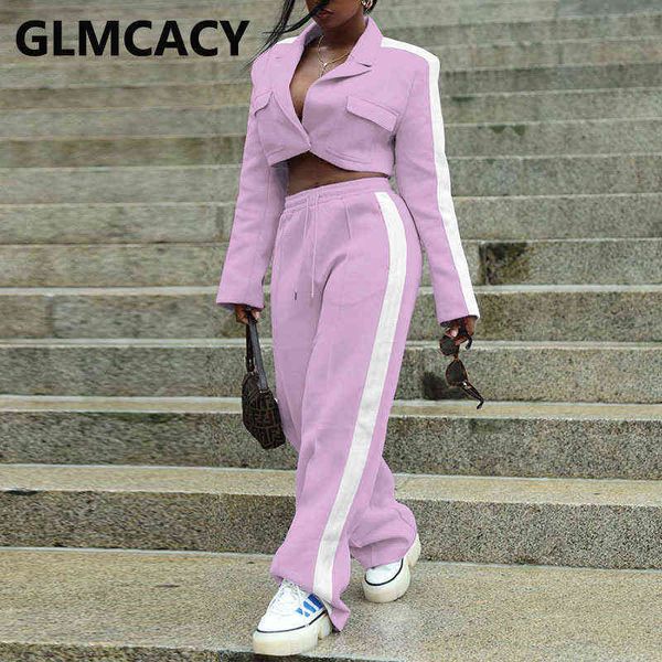 women's two piece pants women two piece chic streetwear high street notched lapel jacket loose jogger pants set t220902, White
women's two piece pants women two piece chic streetwear high street notched lapel jacket loose jogger pants set t220902, White