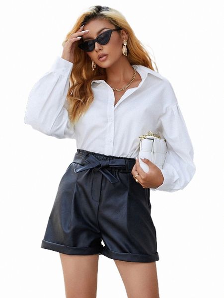 women's shorts eilly bazar plicated detail paperbag waist belted pu leather shorts m3vl#, White;black
women's shorts eilly bazar plicated detail paperbag waist belted pu leather shorts m3vl#, White;black