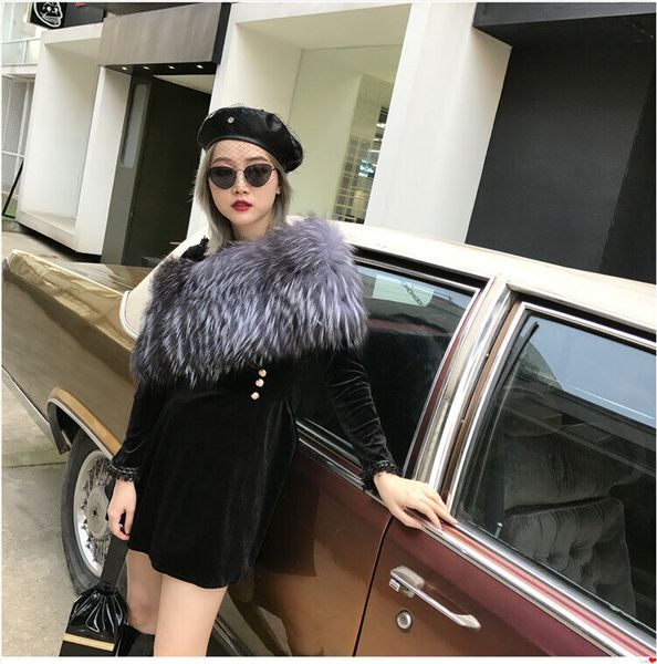 winter real raccoon fur shawl wraps fox fur cape bride wedding party dinner, Blue;gray
winter real raccoon fur shawl wraps fox fur cape bride wedding party dinner, Blue;gray