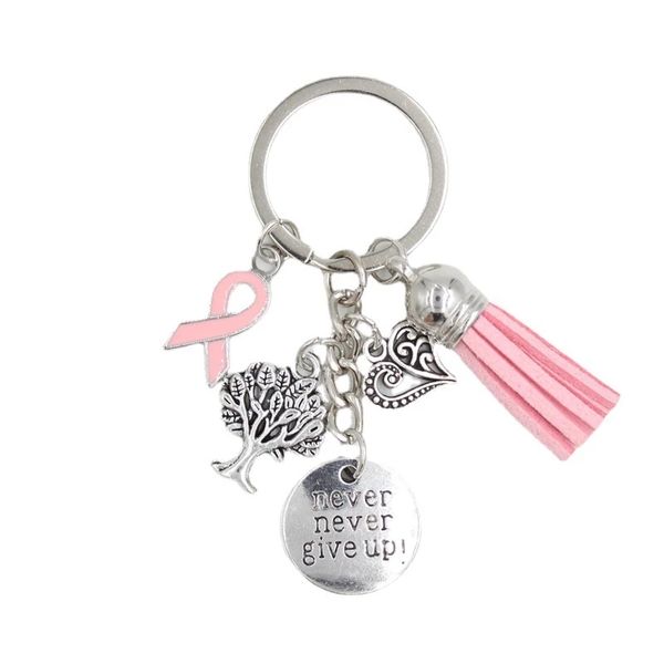 new product keychain pink ribbon love tree of life alloy pendant never give up lettering, Silver
new product keychain pink ribbon love tree of life alloy pendant never give up lettering, Silver