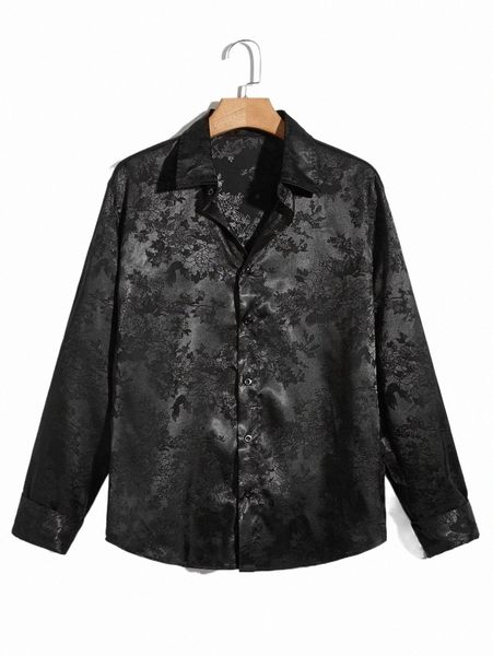 men's casual shirts men floral jacquard satin shirt k80l#, White;black
men's casual shirts men floral jacquard satin shirt k80l#, White;black