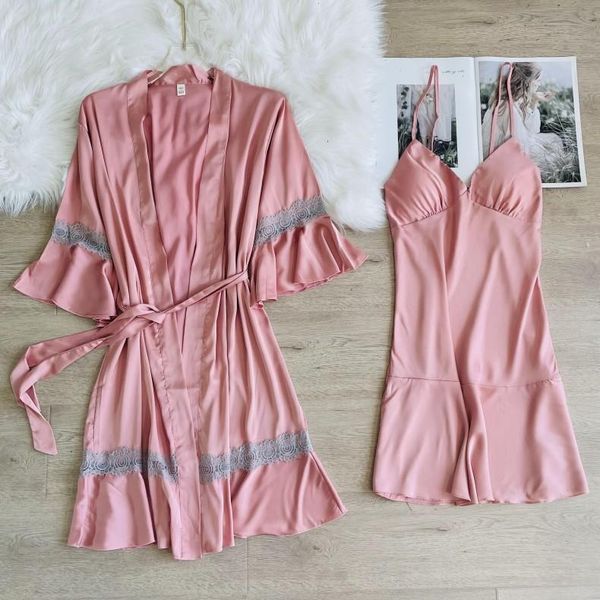 robe set intimate womens sleepwear lingerie casual kimono bathrobe gown satin, Black;red
robe set intimate womens sleepwear lingerie casual kimono bathrobe gown satin, Black;red
