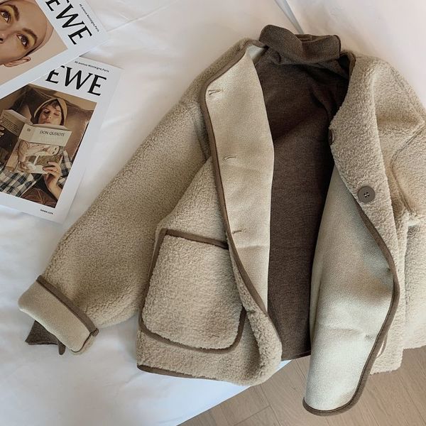 women s jackets houzhou vintage winter lamb wool coats oversized fleece jacket aesthetic korean fashion harajuku black outwear femlae 220905, Black;brown
women s jackets houzhou vintage winter lamb wool coats oversized fleece jacket aesthetic korean fashion harajuku black outwear femlae 220905, Black;brown