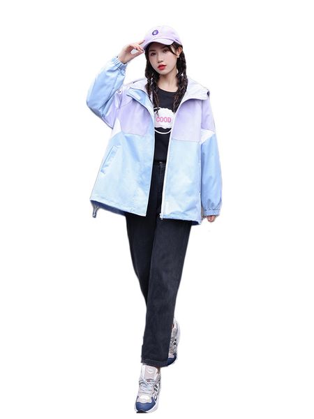 women s jackets sweet girls stitching jacket spring fashion oversized students purple blue chic cute long sleeve hooded coats feminina 22090, Black;brown
women s jackets sweet girls stitching jacket spring fashion oversized students purple blue chic cute long sleeve hooded coats feminina 22090, Black;brown