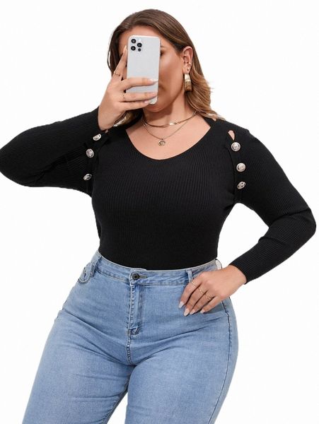 plus size t-shirt plus button detail cut out halter neck sweater z0ym#, Black
plus size t-shirt plus button detail cut out halter neck sweater z0ym#, Black