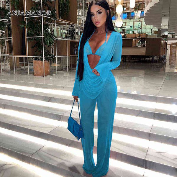 women's two piece pants anjamanor long sleeve and wide leg pants three 3 piece set mesh outfits for going out club wear fall clothing d, White
women's two piece pants anjamanor long sleeve and wide leg pants three 3 piece set mesh outfits for going out club wear fall clothing d, White