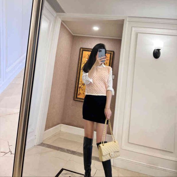 women's t-shirt fadan spring orange pink glittering knitted sweater wool vest, White
women's t-shirt fadan spring orange pink glittering knitted sweater wool vest, White