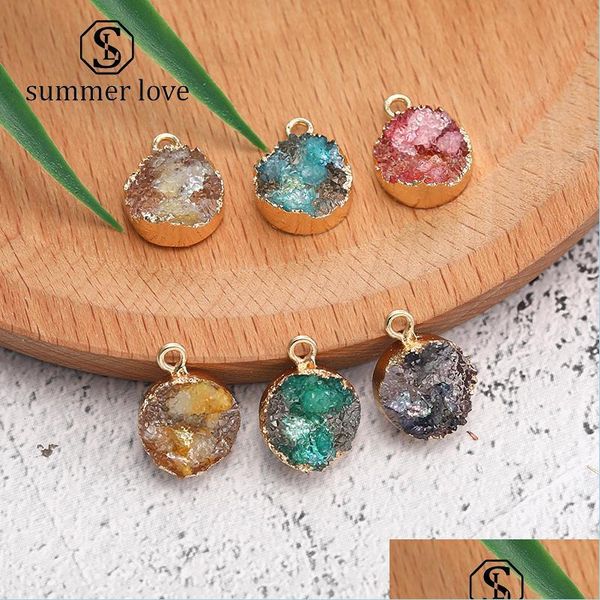 charms trendy resin druzy round stone pendant charms gemstone with gold plated mti color double side diy bracelet earring bdejewelry dhek0, Bronze;silver
charms trendy resin druzy round stone pendant charms gemstone with gold plated mti color double side diy bracelet earring bdejewelry dhek0, Bronze;silver