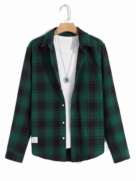 men's casual shirts men plaid print patch detail shirt without tee 61ps#, White;black
men's casual shirts men plaid print patch detail shirt without tee 61ps#, White;black