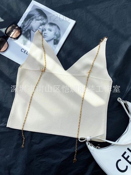 women's t-shirt designer shenzhen nanyou nanushk hungarian metal chain v-neck knitted suspender vest 8iuo, White
women's t-shirt designer shenzhen nanyou nanushk hungarian metal chain v-neck knitted suspender vest 8iuo, White