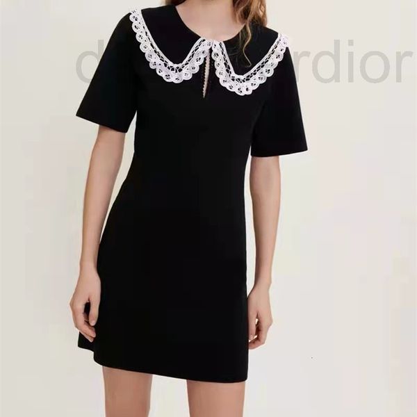 casual dresses designer fadan 2022 spring and summer new doll collar stitched lace slim fitting short sleeved dress nxmo, Black;gray
casual dresses designer fadan 2022 spring and summer new doll collar stitched lace slim fitting short sleeved dress nxmo, Black;gray