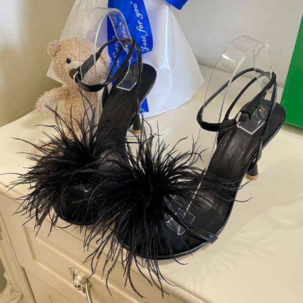 fashion women's sandals luxury designer high heels fur shoes banquet flat stiletto leather beach shoes rubber outsole outdoor non-slip, Black
fashion women's sandals luxury designer high heels fur shoes banquet flat stiletto leather beach shoes rubber outsole outdoor non-slip, Black
