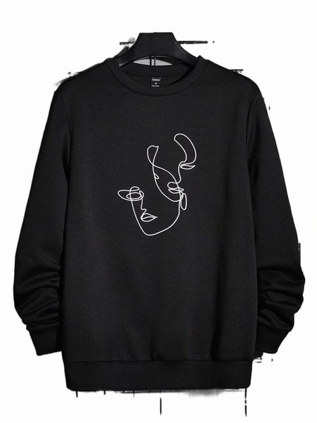 men's hoodies & sweatshirts men figure graphic pullover 27sk#, Black