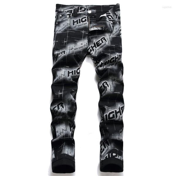 men's jeans men letters digital print fashion black stretch denim pants slim skinny tapered trousers, Blue
men's jeans men letters digital print fashion black stretch denim pants slim skinny tapered trousers, Blue