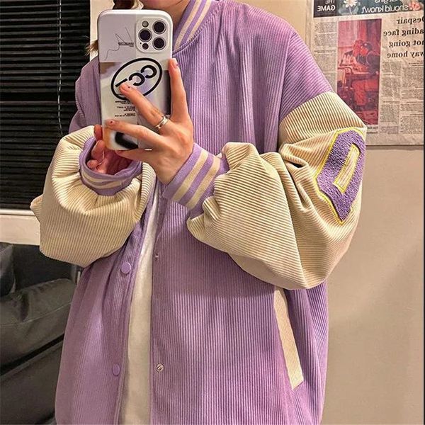 women s jackets lady splicing baseball uniform casual women college coat ladies couple cardigan streetwear splice 220905, Black;brown
women s jackets lady splicing baseball uniform casual women college coat ladies couple cardigan streetwear splice 220905, Black;brown