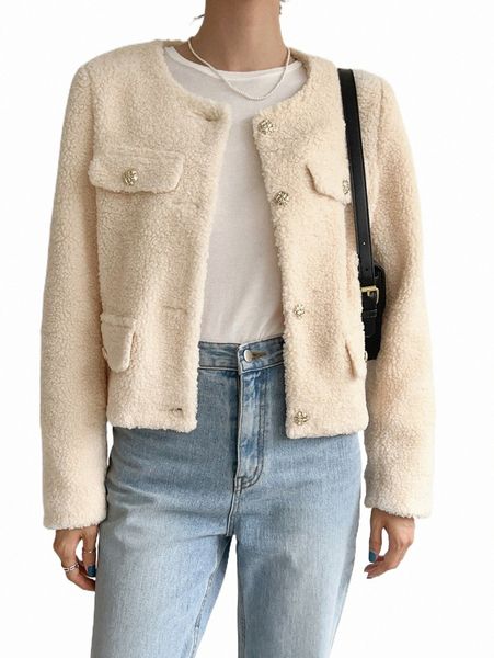 women's jackets dazy button up flap detail teddy jacket o6eh#, Black;brown 
women's jackets dazy button up flap detail teddy jacket o6eh#, Black;brown