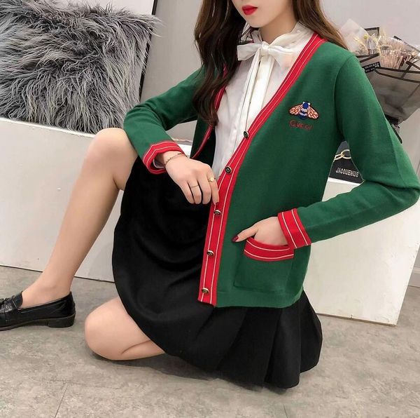 women sweater brand designer cardigan oversized knitted line v-neck female fashion casual long sleeve jumpers, White;black
women sweater brand designer cardigan oversized knitted line v-neck female fashion casual long sleeve jumpers, White;black