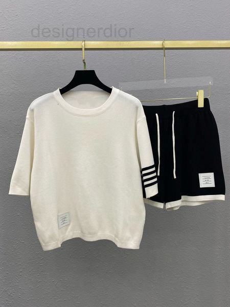 women's tracksuits designer tb new ice silk white short sleeve round neck sweater elastic waist contrast casual shorts versatile fashio, Gray
women's tracksuits designer tb new ice silk white short sleeve round neck sweater elastic waist contrast casual shorts versatile fashio, Gray