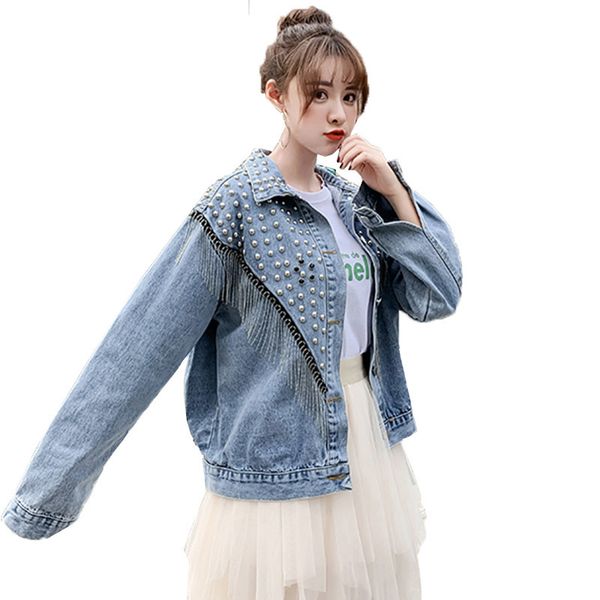 women s jackets korean fashion streetwear rivet tassels denim jacket women coat lady casual spring autumn cowboy outerwear r509 220905, Black;brown
women s jackets korean fashion streetwear rivet tassels denim jacket women coat lady casual spring autumn cowboy outerwear r509 220905, Black;brown
