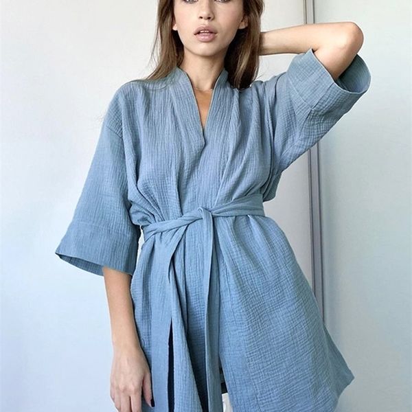 women's robe crape cotton nightwear mini bathrobes lace up sleepwear muslin women's home clothes solid color women nightie 220830
women's robe crape cotton nightwear mini bathrobes lace up sleepwear muslin women's home clothes solid color women nightie 220830