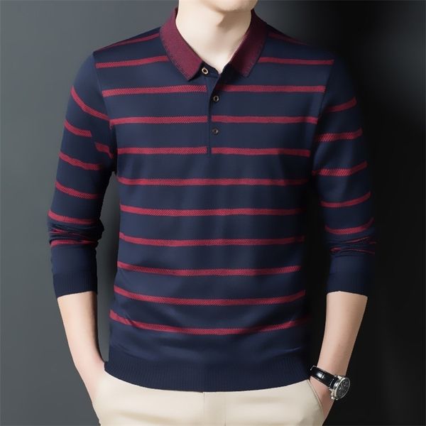 men's polos cotton mens polo shirts with long sleeve autumn striped collared shirt for male loose fit slim polo shirt korean clothing, White;black
men's polos cotton mens polo shirts with long sleeve autumn striped collared shirt for male loose fit slim polo shirt korean clothing, White;black