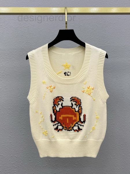women's sweaters designer 2022 early autumn new crab jacquard embroidered letter sleeveless sweater fashionable and versatile age reduc, White;black
women's sweaters designer 2022 early autumn new crab jacquard embroidered letter sleeveless sweater fashionable and versatile age reduc, White;black